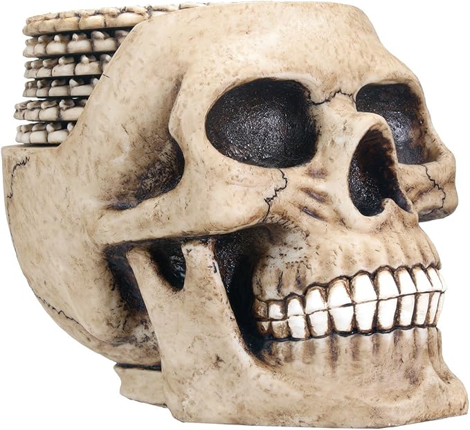 Skull Coaster Set (6 Coasters) Collectible Skeleton Gothic Decoration - sugar skull coasters set