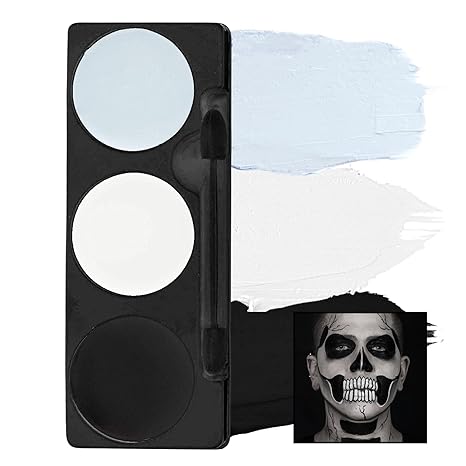 Mehron Makeup Tri-Color Character Makeup Palette | Halloween, Special Effects and Theater Cream FX Palette | Face Paint .7 oz (20 g) (Skeleton) - sugar skull makeup kit