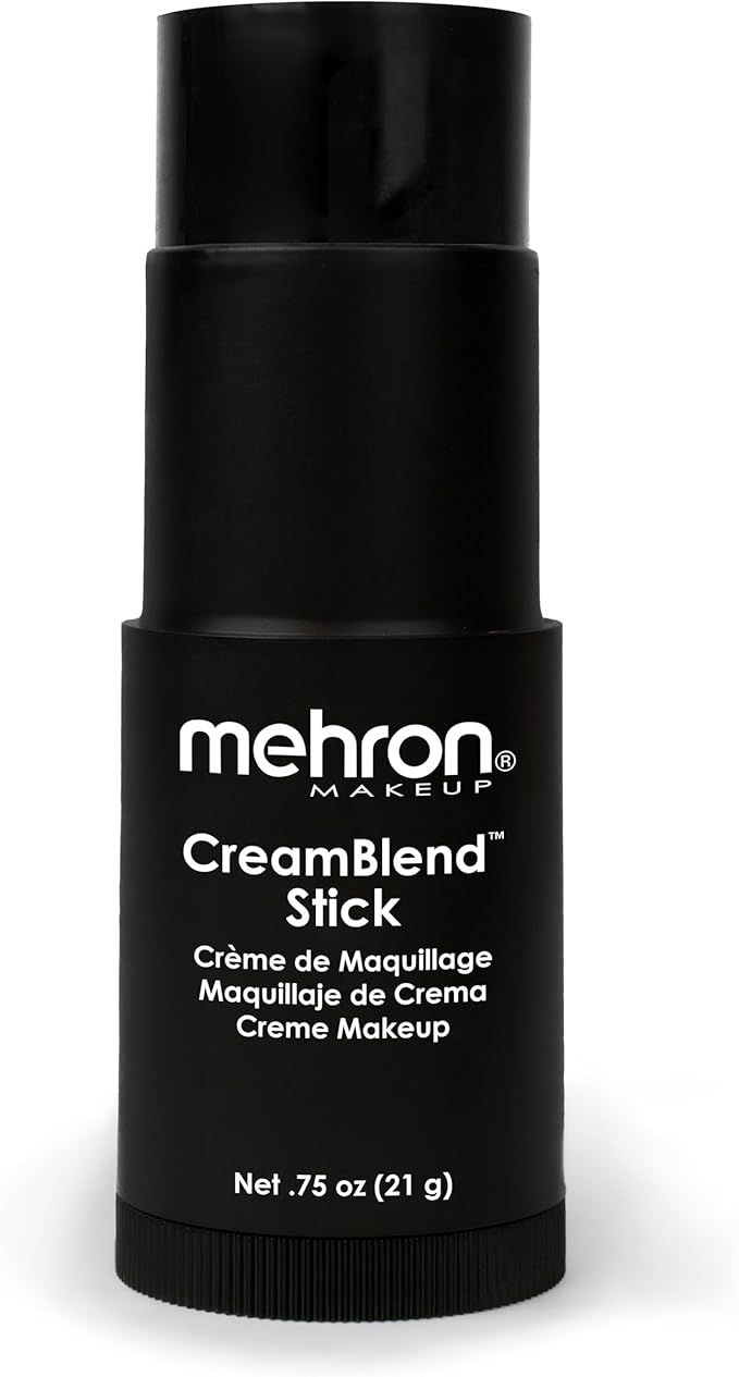 Mehron Makeup CreamBlend Stick | Face Paint, Body Paint, & Foundation Cream Makeup | Perfect for Halloween .75 oz (21 g) (Black) - sugar skull makeup kit