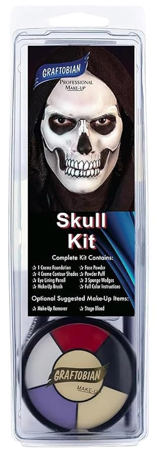 Graftobian Skull Makeup Kit - Skeleton Makeup Set for Costumes, Cosplay, and Halloween - sugar skull makeup kit