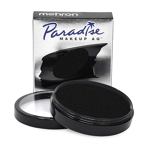 Mehron Makeup Paradise Makeup AQ Pro Size | Stage & Screen Performance, Face & Body Painting, Beauty, Cosplay, and Halloween | Water Activated Face Paint, Body Paint 1.4 oz (40 g) - Black - sugar skull makeup kit