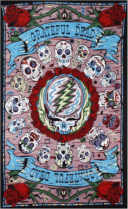 Sunshine Joy Grateful Dead 3D Mexicali Sugar Skulls Tapestry Wall Art Beach Sheet Huge 60x90 Inches - Amazing 3D Effects - sugar skull poster print