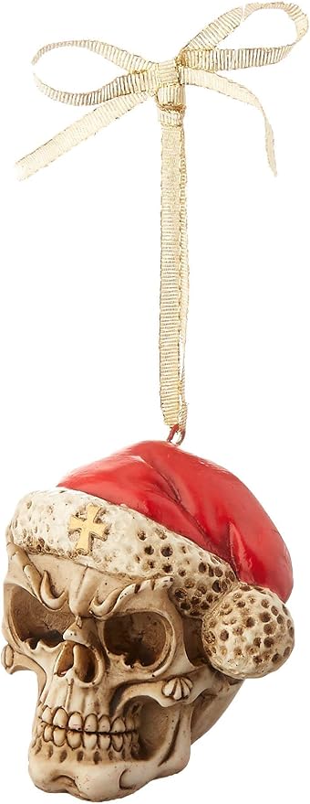 Skelly Claus II Gothic Skull Christmas Tree Ornament, 2 Inch, Single - sugar skull christmas ornament