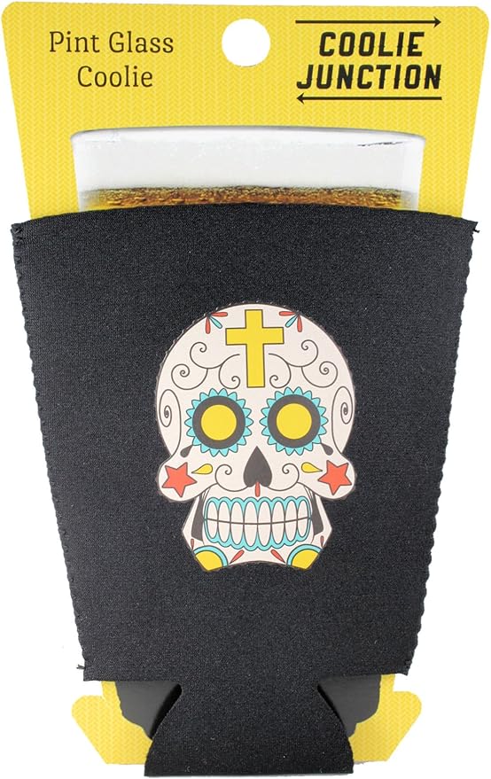 Coolie Junction Sugar Skull Pint Glass Coolie Black - sugar skull wine glass