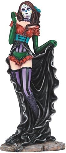 StealStreet SS-G-91827, 10.25 Inch Sugar Skull Women in Multicolor Dress Figurine Holding Rose, 10.25" - sugar skull garden decor