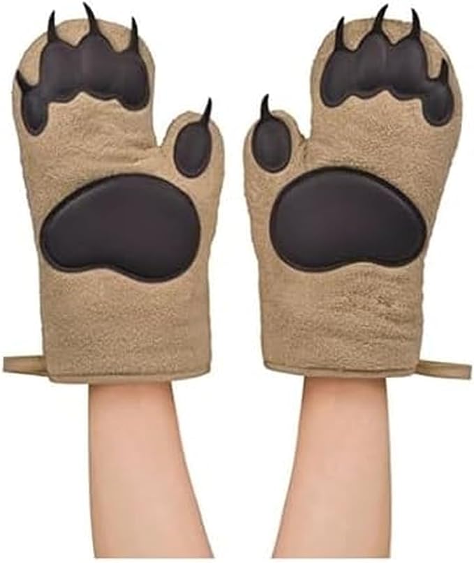 Genuine Fred Bear Hands Oven Mitts – Heat-Resistant Silicone and Cotton Gloves, Fun Gift for Bakers, Animal Lovers, White Elephant or Housewarming - sugar skull oven mitts