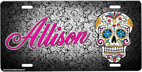 Sugar Skull Personalized Novelty Car Tag Metal Sign - sugar skull plates set