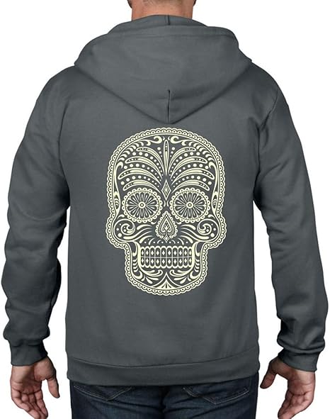 Tribal T-Shirts - sugar skull zip up hoodie mens