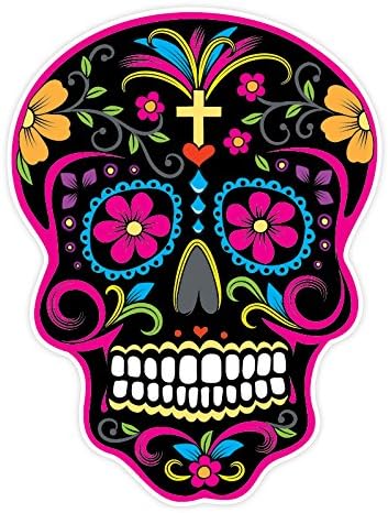 Sugar Skull Sticker Version 27 - Day of the Dead Vinyl Wall Home Decor Car Window Bumper Decal Sticker - sugar skull vinyl sticker