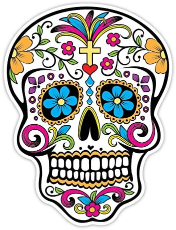 Sugar Skull Sticker Version 32 - Day of the Dead Vinyl Wall Home Decor Car Window Bumper Decal Sticker - sugar skull vinyl sticker