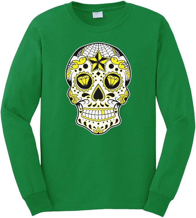 Cybertela - sugar skull long sleeve shirt mens
