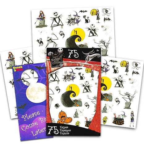 Nightmare Before Christmas Tattoos - 75 Temporary Tattoos ~ Jack Skellington, Sally, Oogie Boogie, and More! - sugar skull temporary tattoo