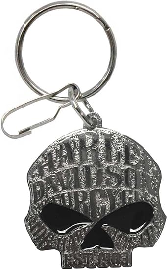 Harley-Davidson Willie G Sugar Skull Logo Enamel Key Chain, Silver 4382 - sugar skull plates set