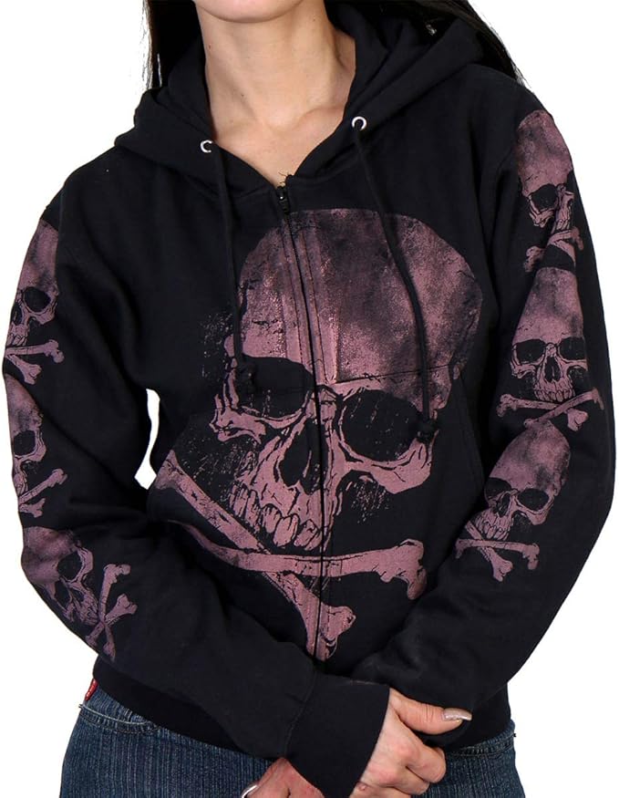Hot Leathers - sugar skull zip up hoodie mens