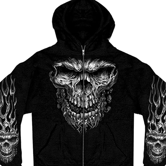 Hot Leathers - sugar skull zip up hoodie mens