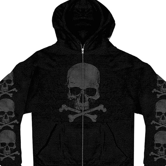 Hot Leathers - sugar skull zip up hoodie mens