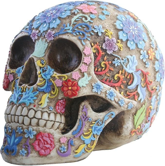 SUMMIT COLLECTION Day of The Dead Colorful Floral Sugar Skull Head Home Decor - sugar skull handbags for sale