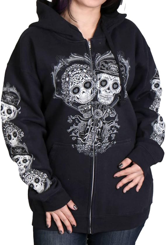 Hot Leathers - sugar skull hoodie mens