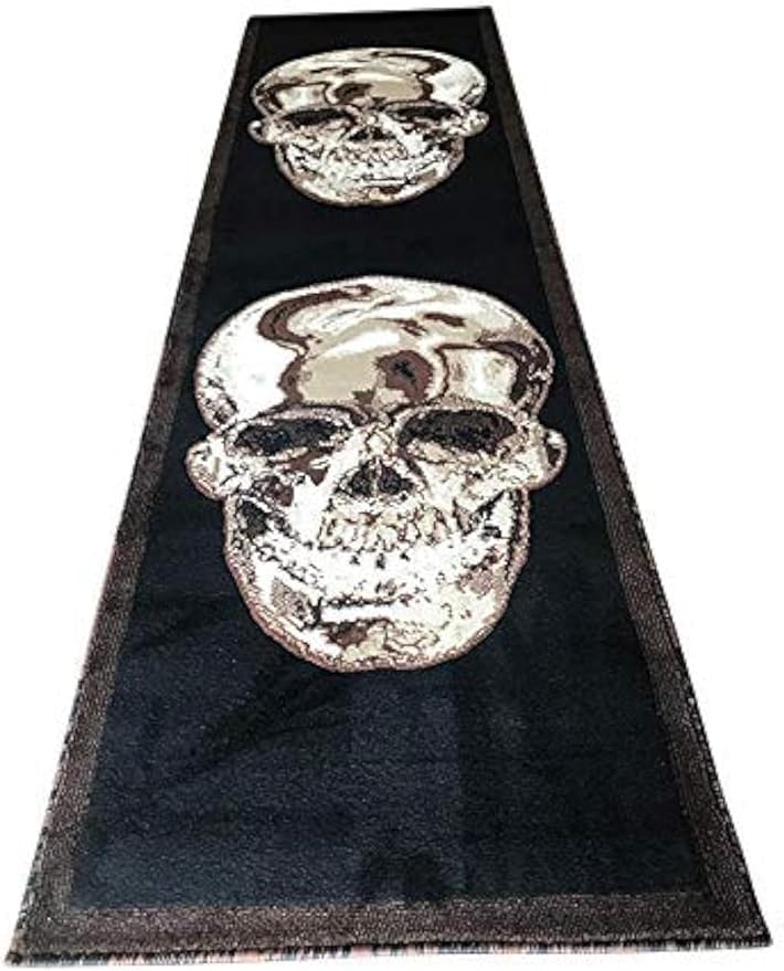 Skull Area Rug Brown & Black Carpet King Design 134 (2 Feet X 7 Feet 3 Inch) - sugar skull area rug