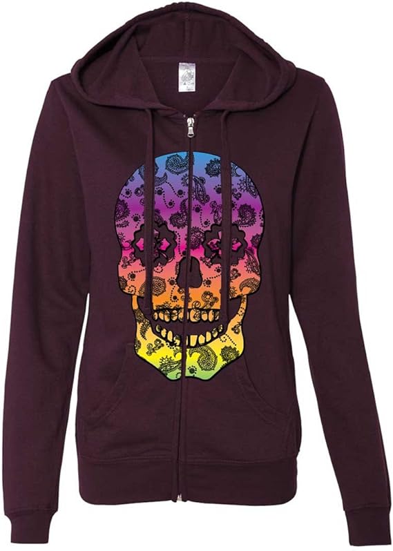 Dolphin Shirt Co - sugar skull zip up hoodie mens