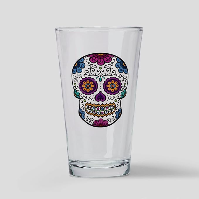CafePress Sugar Skull Pint Glass Pint Glass, 16 oz. Drinking Glass - sugar skull coffee cup