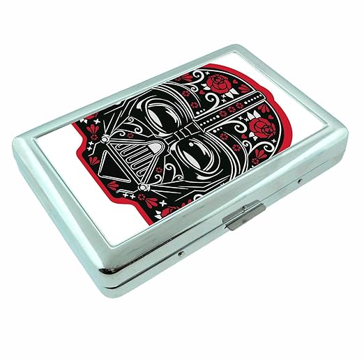 Vader Sugar Skull Sith Lord Metal Silver Cigarette Case Holder Wallet RFID-blocking - sugar skull wallets for women