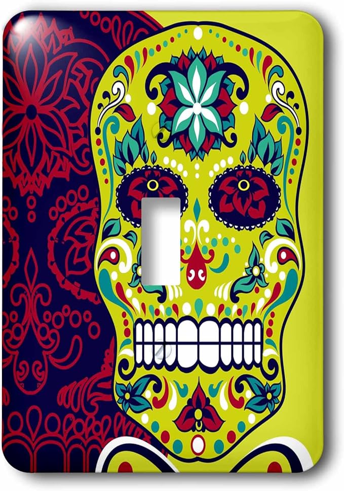 3dRose lsp_224847_1 Green Sugar Skull with Purple Reflection Single Toggle Switch - sugar skull plates set