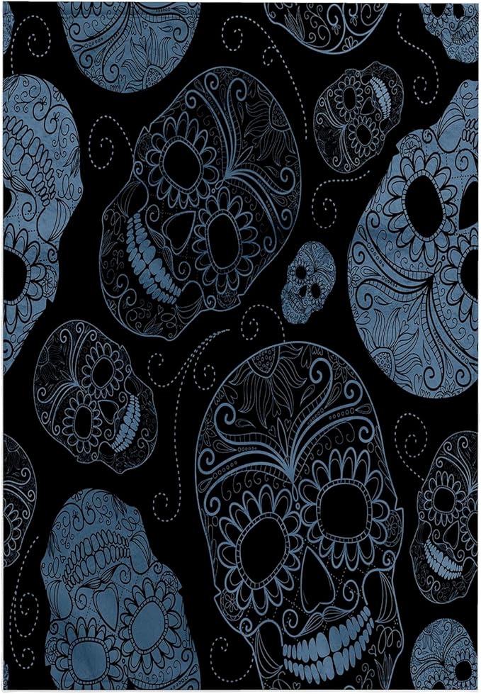 3D Rose Blue Sugar Skulls Day of The Dead Art Hand/Sports Towel, 15 x 22 - sugar skull beach towel