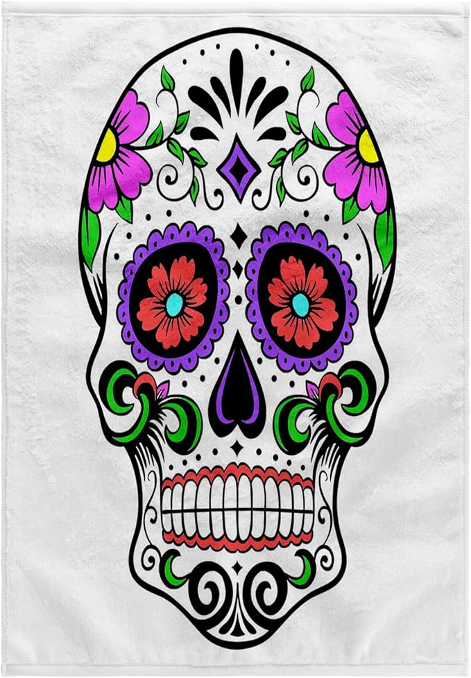 3D Rose Sugar Skull Pink TWL_186236_1 Towel, 15" x 22" - sugar skull beach towel