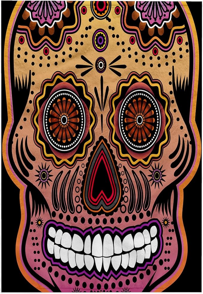 3dRose Ancello Sugar Skull - Geometric Sugar Skull - Towels (twl-201652-1) - sugar skull beach towel