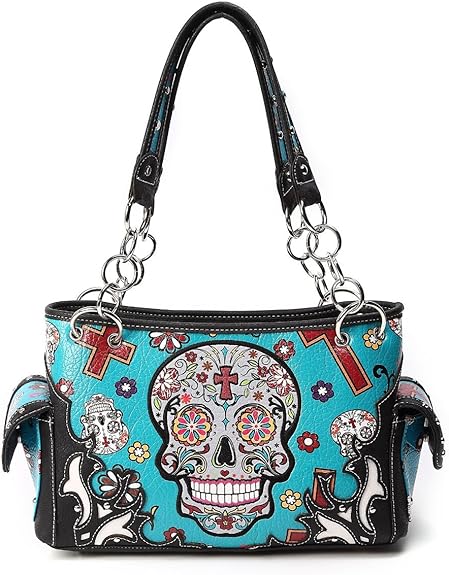 Sugar Skull Purse with Concealed Carry Pocket Day of The Dead Handbag - sugar skull handbags for sale