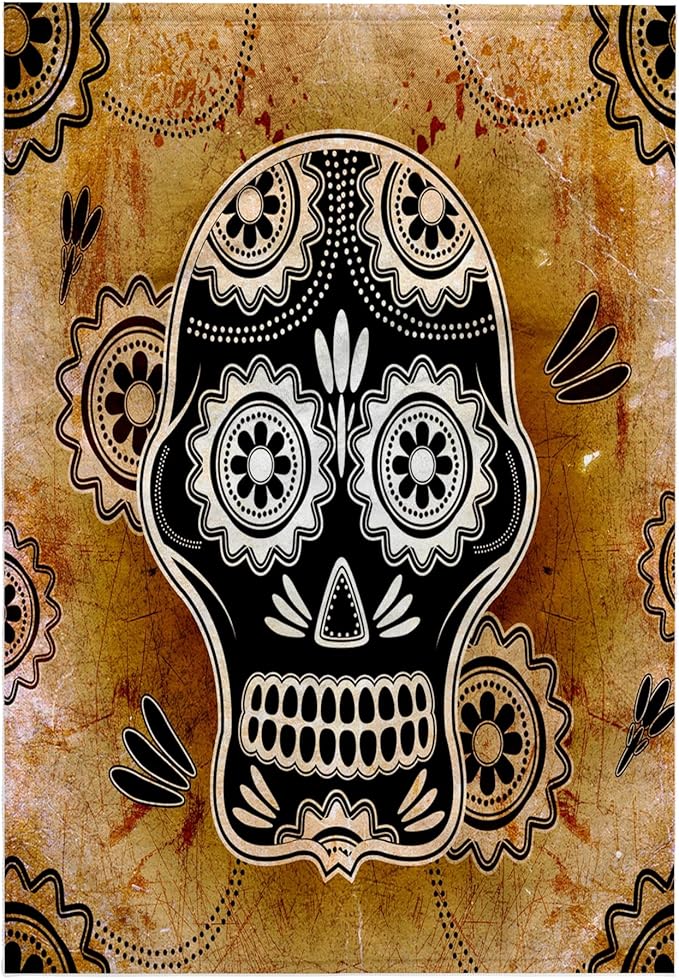 3dRose - Heike Köhnen Design Skull - Funny Sugar Skull with Grunge - Towels (twl-243041-1) - sugar skull beach towel