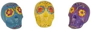 Mini Sugar Skulls Set of 3 Assorted Colors - sugar skull garden decor