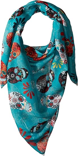 Sugar Skull Day of the Dead Oversize Oblong Scarf - sugar skull flower crown