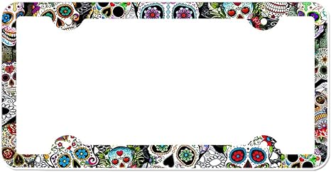 Sugar Skull License Plate Frame - sugar skull plates set