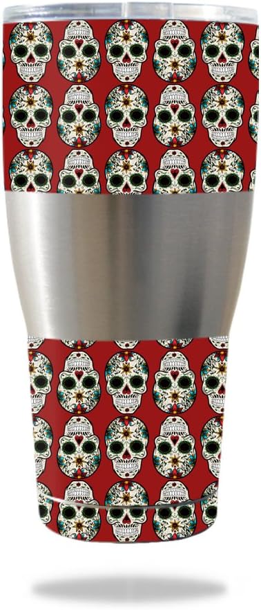 MightySkins Skin Compatible with Ibex 30 oz Tumbler wrap Cover Sticker Skins Sugar Skull - sugar skull tumbler with straw