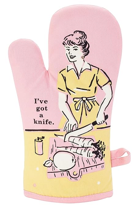 Blue Q Oven Mitt, I've Got a Knife. Super-Insulated Quilting, Comfy, Natural-Fitting Shape, 100% Cotton, 12.5" h x 7.5" w - sugar skull oven mitts