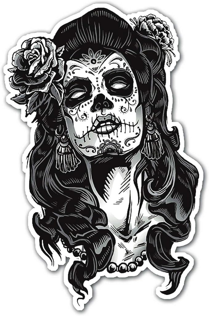 Female Sugar Skull/Calavera Car Decal/Sticker - sugar skull vinyl sticker