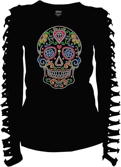 Fashion2ne1 - sugar skull long sleeve shirt mens