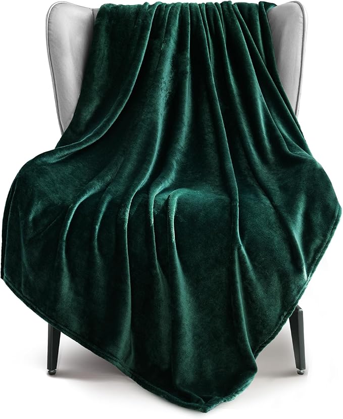 Exclusivo Mezcla Extra Large Fleece Throw Blanket for Couch, Sofa, 300GSM Super Soft and Warm Blankets, Forest Green Throw All Season Use, Cozy, Plush, Lightweight, 50x70 Inches - sugar skull throw blanket