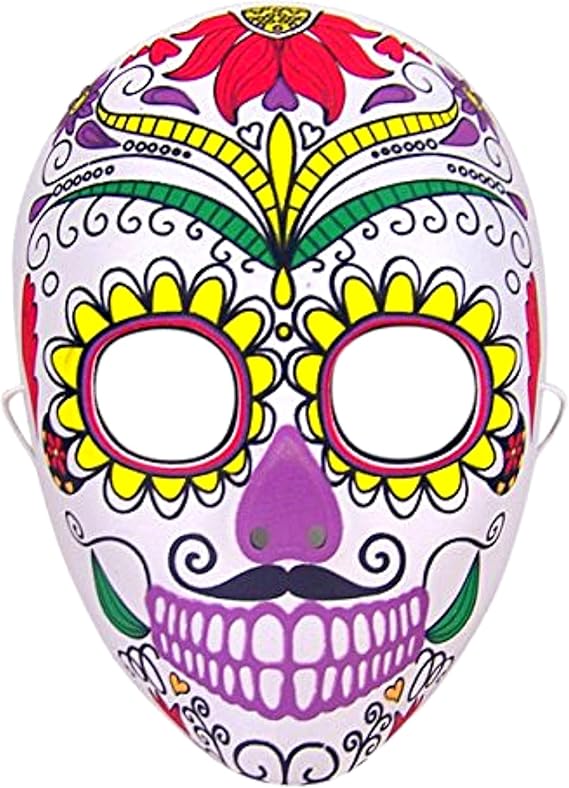 Dia De Los Muertos Sugar Skull Senor Bones Plastic Mask - sugar skull flower crown