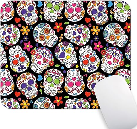 Mouse Pad Customized Design, Day of The Dead Colorful Vintage Sugar Skull Abstract Seamless Floral Vector Background - sugar skull car floor mats