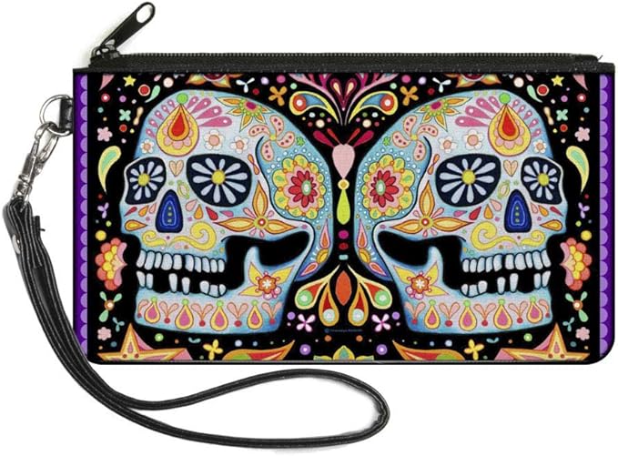 Zip Wallet Thaneeya Sugar Skulls Large Accessory, Thaneeya Sugar Skulls, 8" x 5" - sugar skull wallets for women