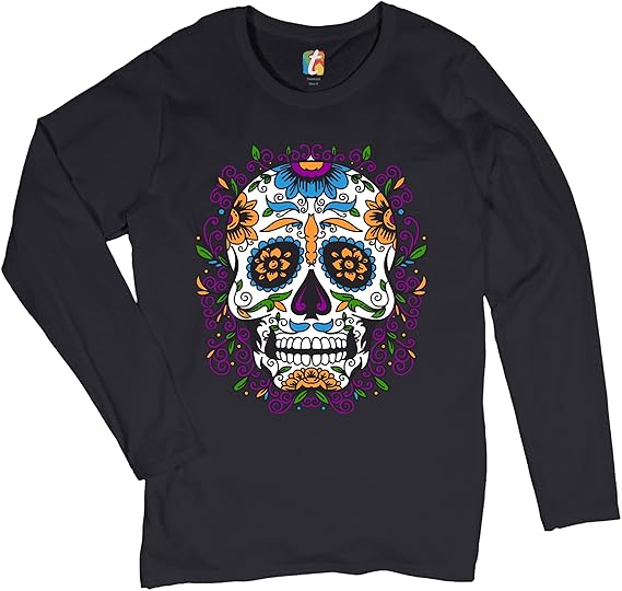 Tee Hunt - sugar skull long sleeve shirt mens