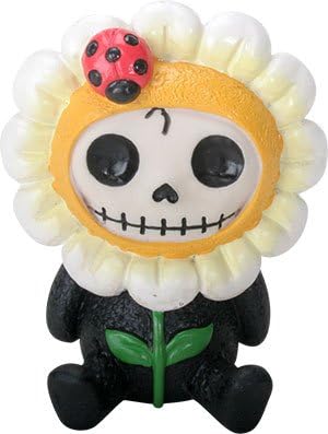 Ebros Gift Furrybones Daisy Figurine Sunflower Hooded Skeleton Monster with Ladybug Collectible Sculpture Decorative - sugar skull figurine collectible