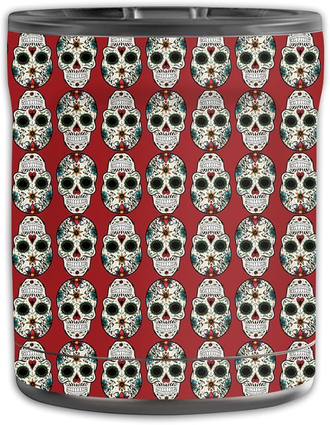 MightySkins Skin Compatible with OtterBox Elevation Tumbler 10 oz - Sugar Skull | Protective, Durable, and Unique Vinyl Decal wrap Cover | Easy to Apply, Remove, and Change Styles | Made in The USA - sugar skull tumbler with straw