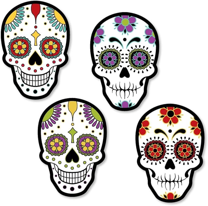 Big Dot of Happiness Day of the Dead - DIY Shaped Halloween Sugar Skull Party Cut-Outs - 24 Count - sugar skull vinyl sticker