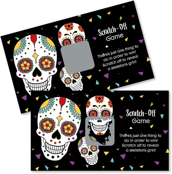Big Dot of Happiness Day of the Dead - Halloween Sugar Skull Party Game Scratch off Card - 22 Count - sugar skull poster print