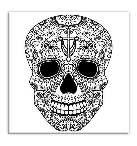 Sugar Skull Pre marked Canvas | Stretched primed canvas 8 x 8 Inches | Predrawn canvas | DIY Art | Paint and SIP party | Premium Handmade Canvas | Painting Party - sugar skull poster print