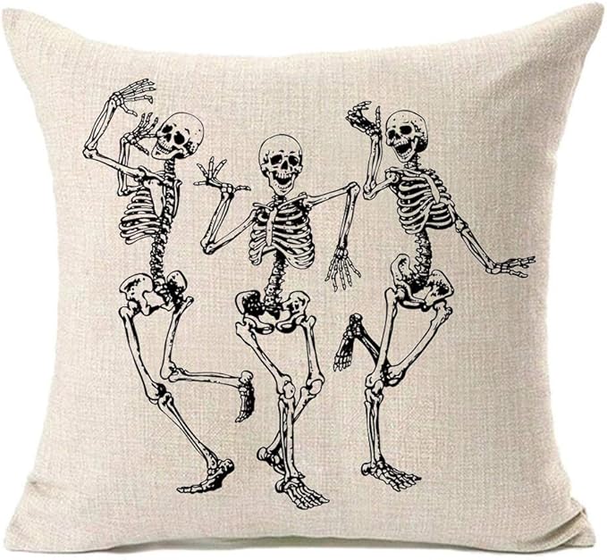 MFGNEH Halloween Decorations Skull Pillow Covers, Home Decor Cotton Linen Sofa Throw Pillow Case Cushion Cover 18" x 18" - sugar skull throw pillow